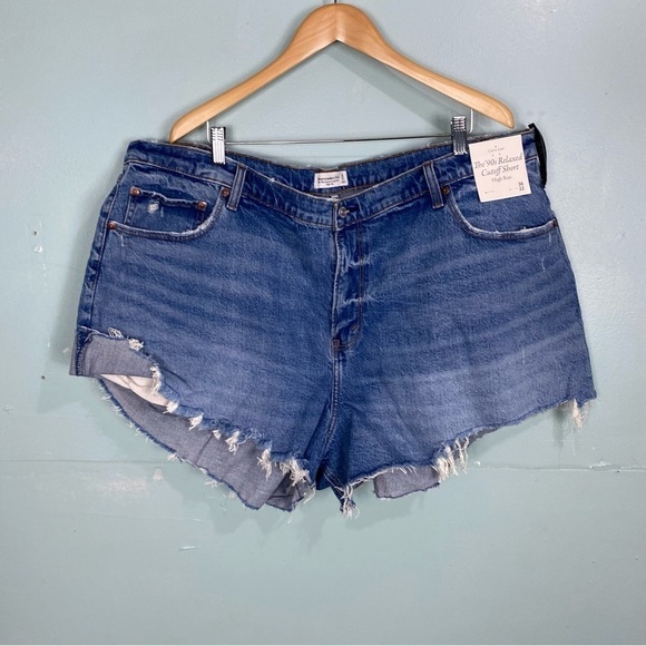 Abercrombie & Fitch The 90s Relaxed Cuttoff Short High Rise Curve Love Sz 22‎ 36 - Picture 1 of 4